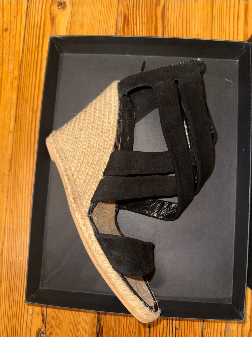 Kenneth Cole Black Suede Espadrille Wedge Sandals